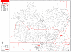 Rio Rancho Wall Map Zip Code Red Line Style 2024